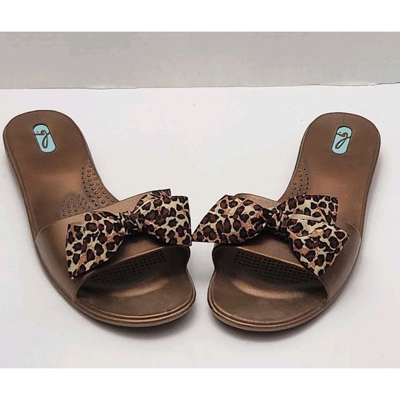 Okabashi Shoes - Oka B Okabashi Women's Madison Sandal Size L Slide Flip Flop Animal Print Bow